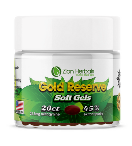 Zion Herbals - Kratom Soft Gel Capsules ( Jar of 20 Caps)