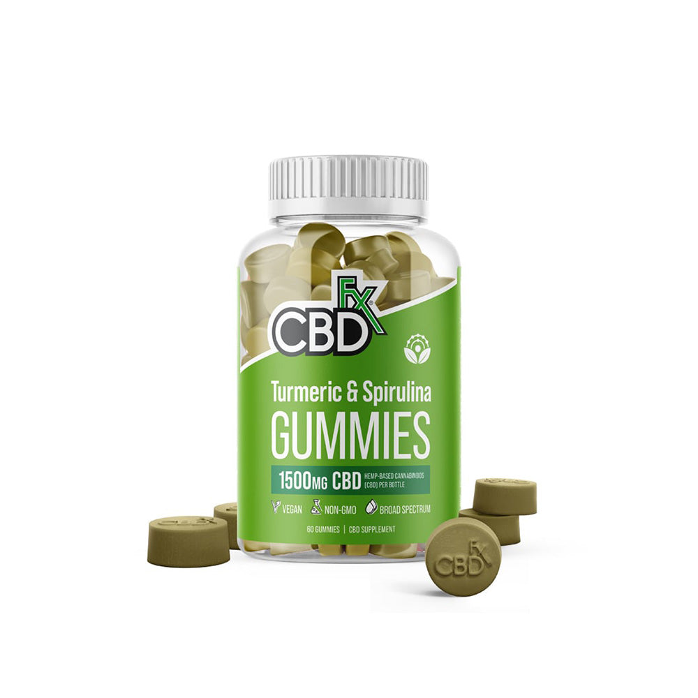 CBDfx Broad Spectrum CBD Infused Turmeric & Spirulina Gummies (1500MG)