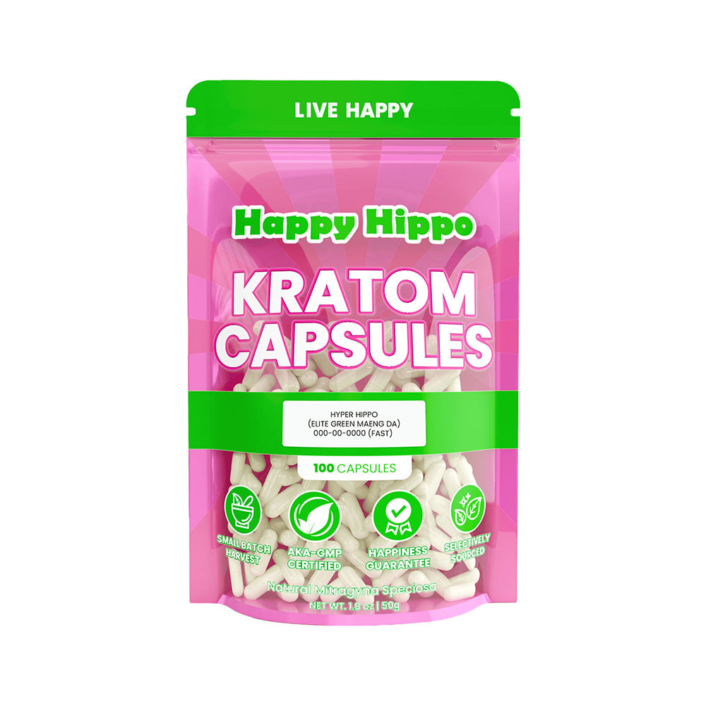 Happy Hippo Premium Kratom Capsules (100CT)