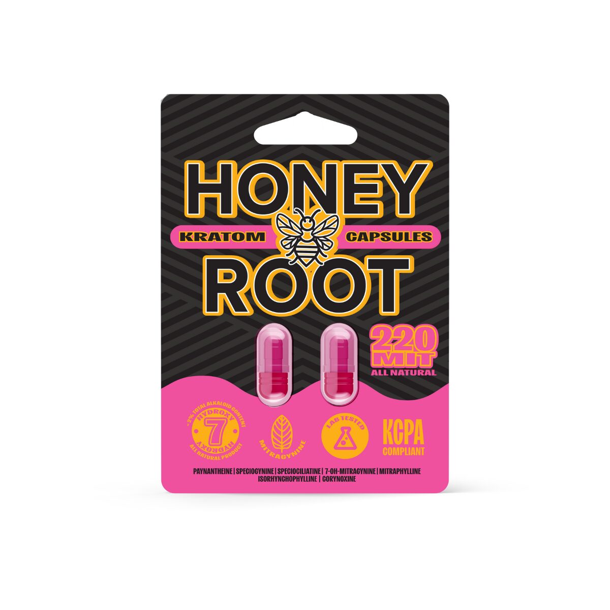 HoneyRoot 7 Hydroxy Kratom Capsules (220 MIT)