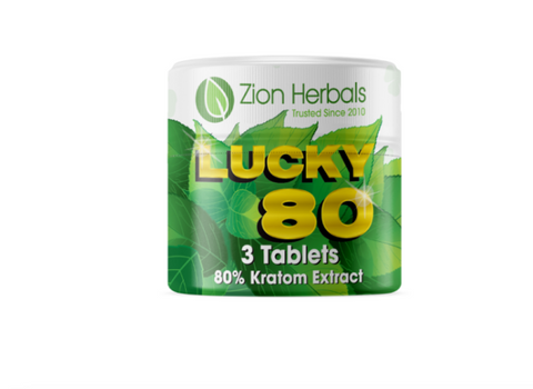 Zion Herbals - Lucky 80 Chewable Tablets ( 3 Tablets with 80% Kratom Extract ) 