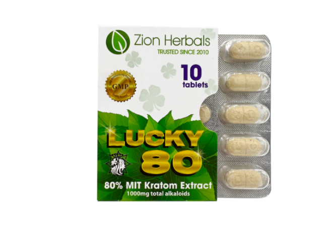 Zion Herbals - Lucky 80 Tablets  10 Tablet per pack / 80% Kratom Extract
