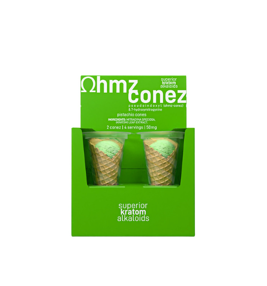 Exodus Ohmz Conez 7 Hydroxy + Pseudoindoxyl Infused Pistachio Cones  (50MG) Single Pack of 2CT