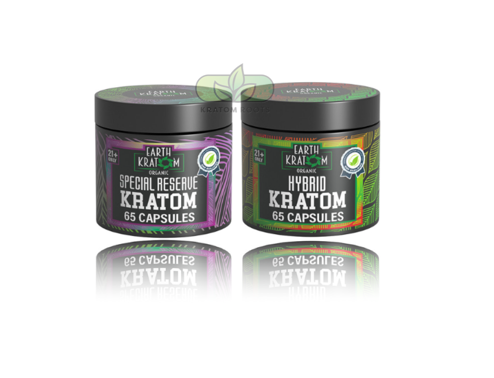 Earth Kratom Organic Premium Kratom Capsules Jar (65CT)