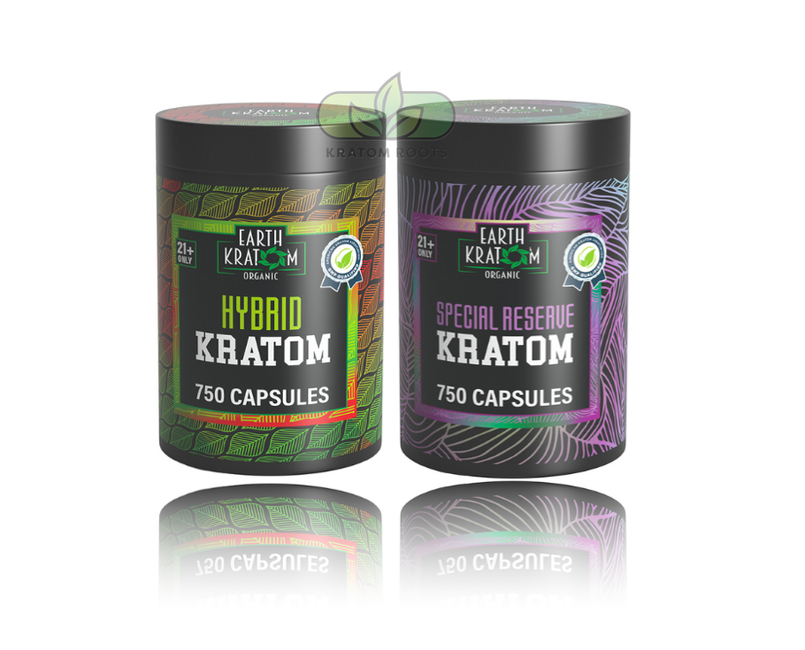 Earth Kratom Organic Premium Kratom Capsules Jar (750CT)