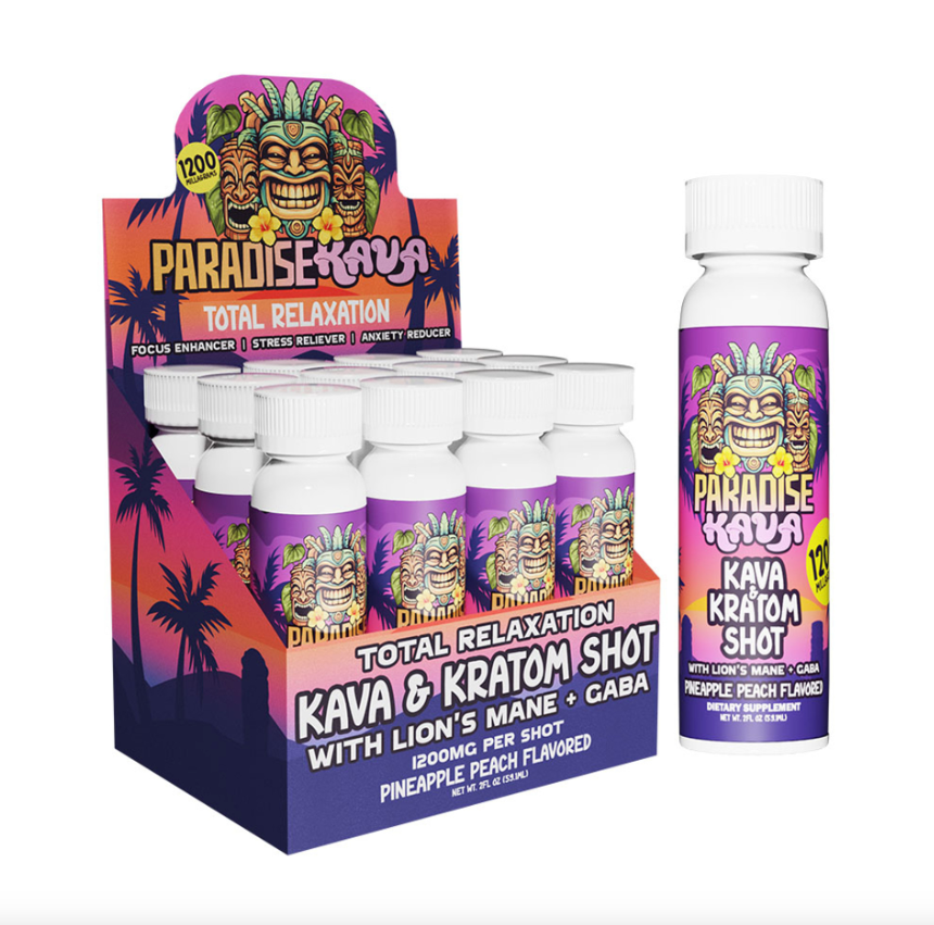 Paradise Kava Total Relaxation Kratom + Kava Shot  (1200MG)
