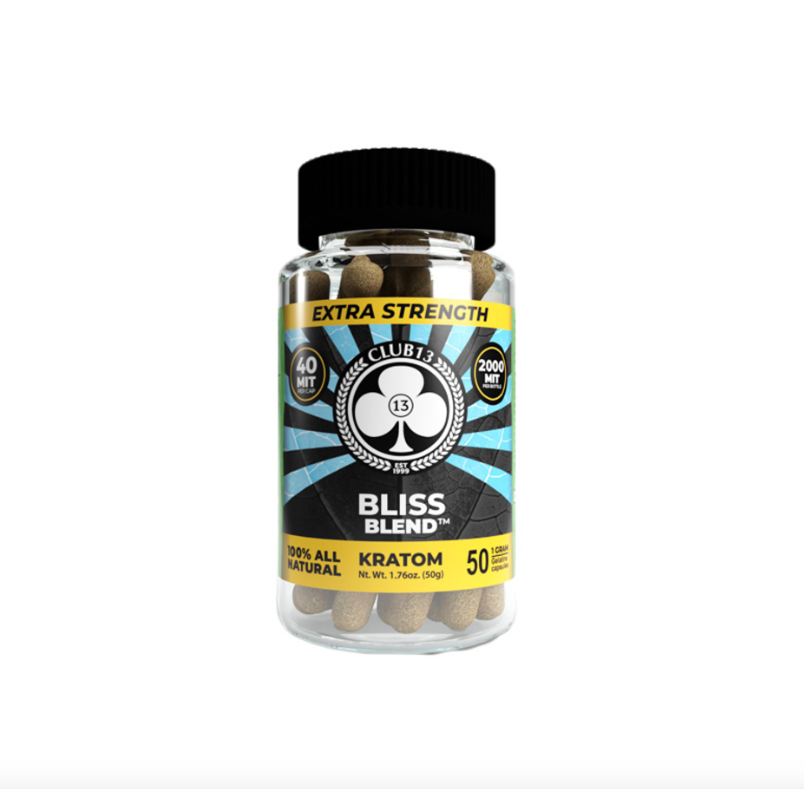 Club 13 Extra Strength Kratom Capsules 50CT Bottle (2000MIT)