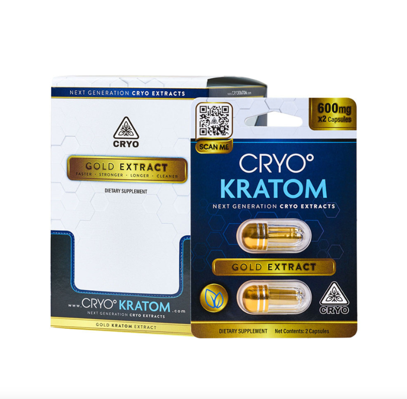 Cryo Kratom Gold Extract 2CT Capsules  (1200MG)