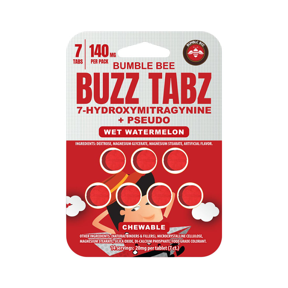 Bumble Bee Kratom Buzz Tabz Chewable 7 Hydroxy + Pseudo 7CT Tablets 20MG